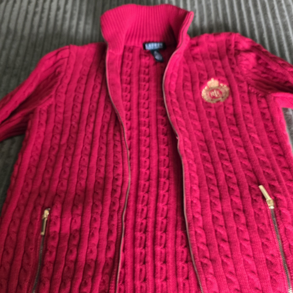 *NWOT*Ralph Lauren Red Cable Knit Sweater